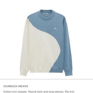 Zara Blue & Cream Colorblock Crewneck Sweater & joggers